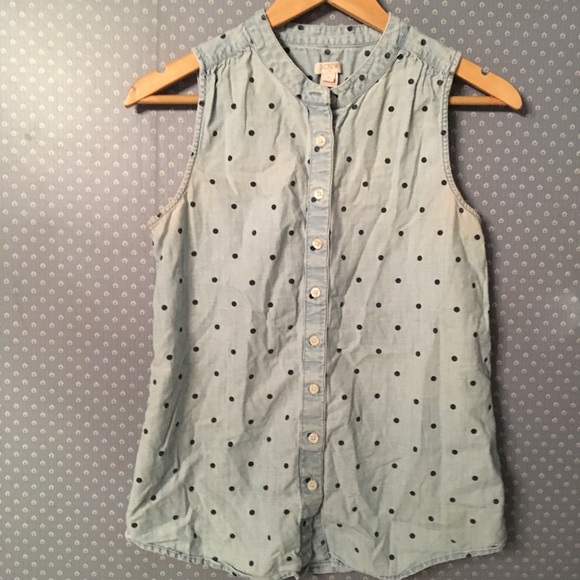 ✨ J. Crew Factory Women's Chambray Polka Dot Shirt - Picture 4 of 9